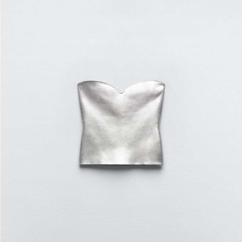 Zara Silver Knit Bustier Top - Picture 14 of 16